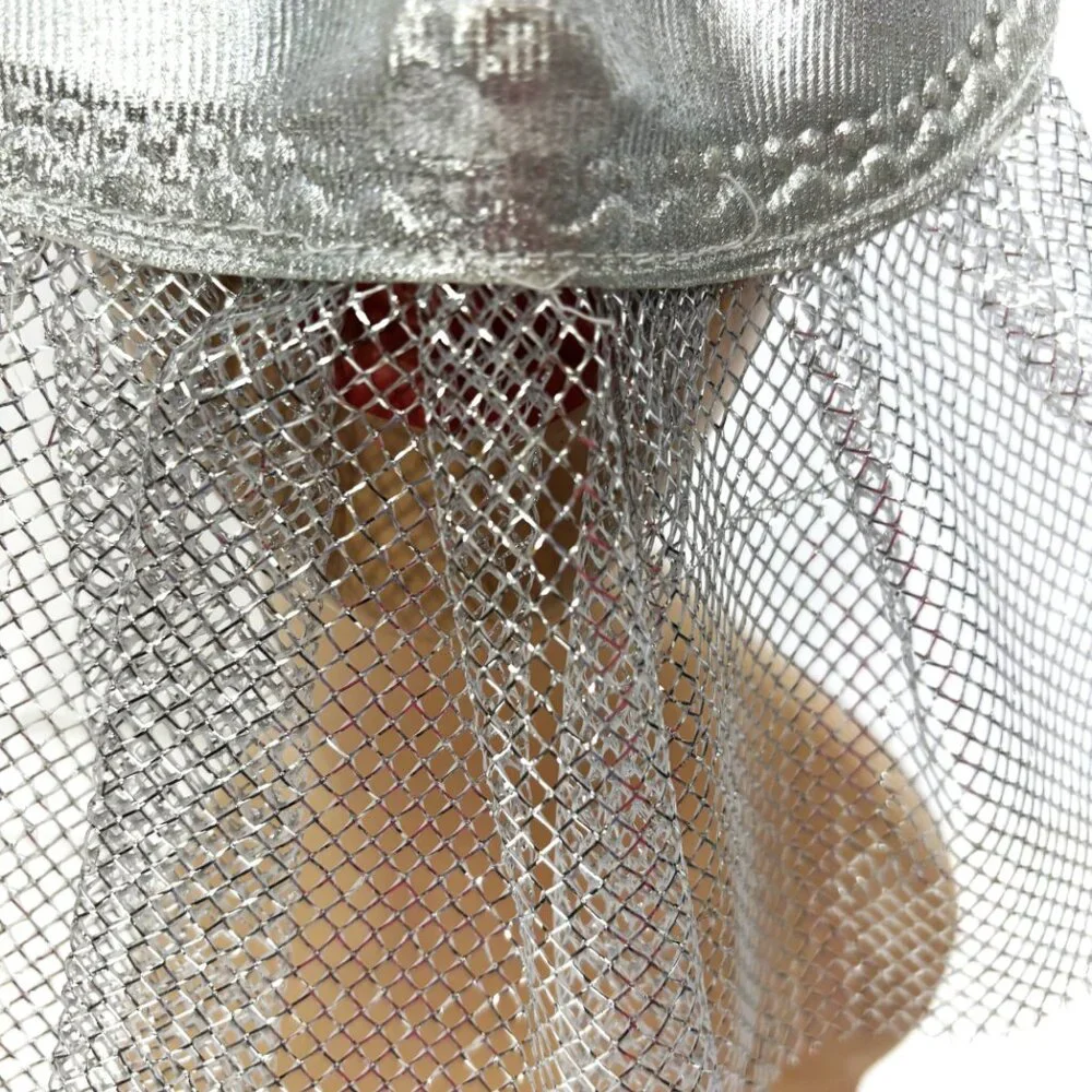 Domino style Silver Fabric Mask with netting NWT NOS